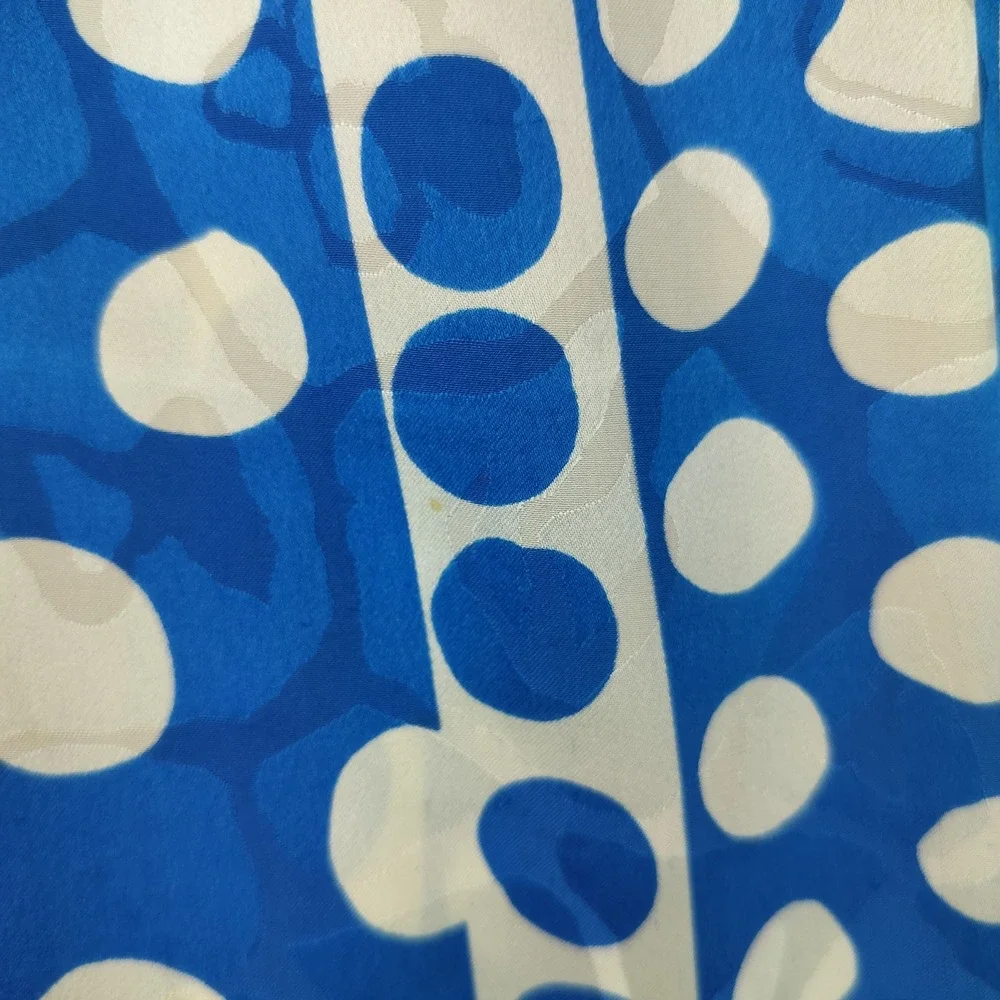 Vintage Polka Dot Silk Cardigan 16 Womens Balloon Sleeve Ribbed Cuff Blue Bold
